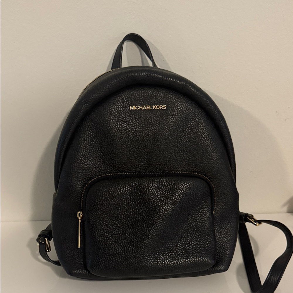 Michael Kors Black Pebbled Leather Mini Rucksack with Gold Hardware